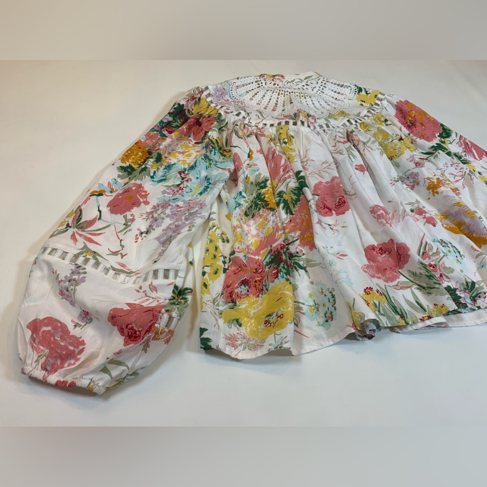 Ciebon Patchwork Dreams Blouse size small puffed long sleeves oversized (S) - Picture 6 of 16